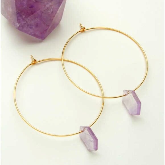 Hoop Earrings - Amethyst - Picture 1 of 2